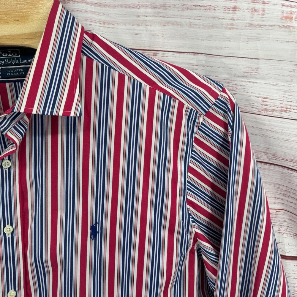 Polo Ralph‎ Lauren Stanton Shirt Mens 2XL Classic Fit  Striped Vintage Preppy